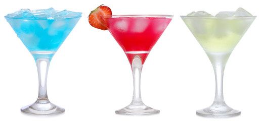 set with different cocktails