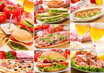 collage of different fast food products