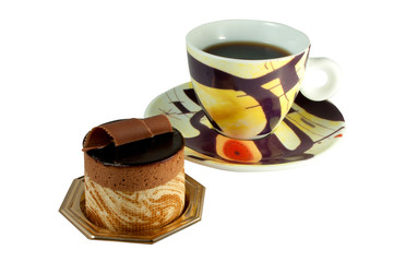 Chocolate Pastry on white background with coffee