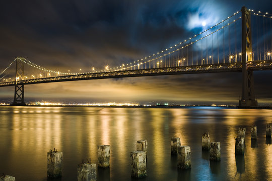 Bay Bridge, San Francisco under the moon light