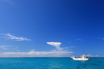 Fototapeta premium コマカ島の美しい海と青い空