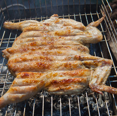 grilled chicken in barbecue grate