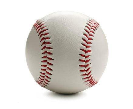 Closeup of baseball isolated on white background