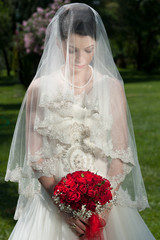 bride with roses