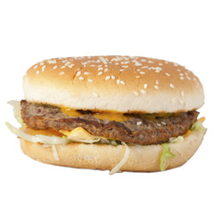 Burger, white background.