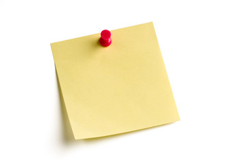 empty post note pinned on white background