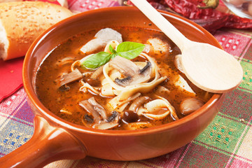 Mushroom and noodle soup