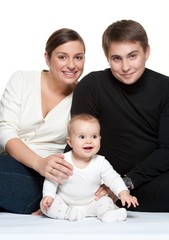 Happy family isolated on white background