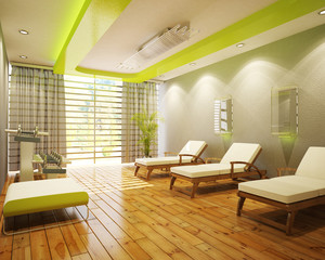 Gym Lounge Interior On White Background