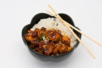 Crédence de cuisine en verre imprimé Plats de repas Rice with Chicken Teriyaki