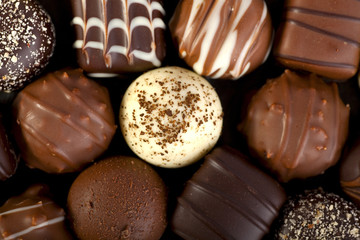 A collection of mixed chocolates.