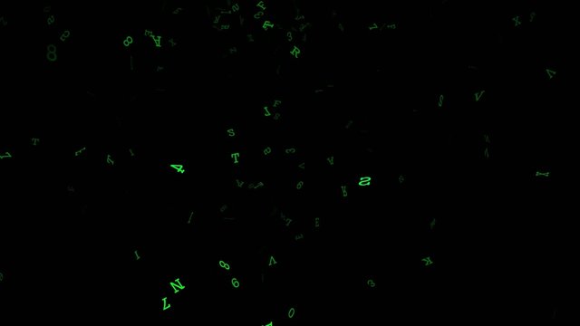 pioggia di lettere verdi