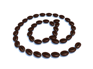 email symbol with coffee beans