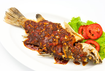 Fried snapper with chili sauce