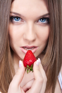 beautiful  girl with strawberry