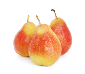 Three red pears isolated on white background