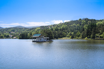 Fototapeta na wymiar pawilon w jeziorze w lecie