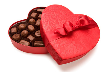 Box of Valentine's chocolate isolated on white background