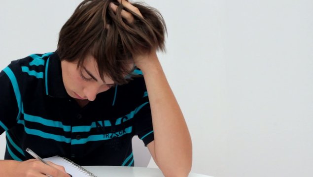 concentr&eacute; dans ses devoirs