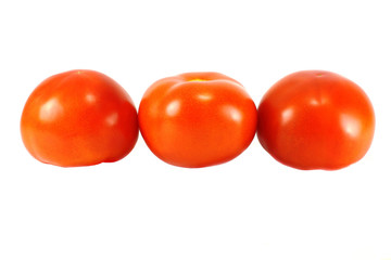 three tomatoes  isolated on white background