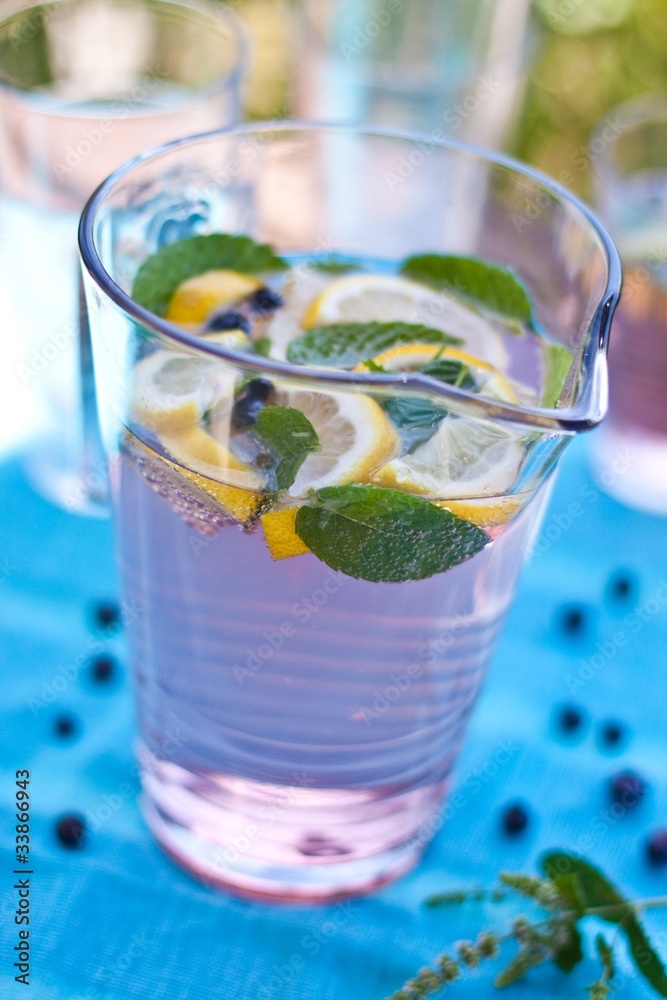 Canvas Prints summer softdrink with lemon, berries and mint