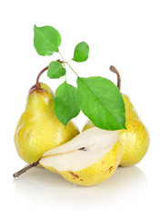 Three pears with leaves