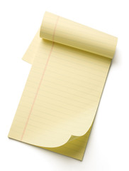 Opened note pad with curled corner