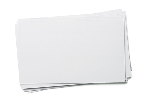 Blank white index card isolated on white