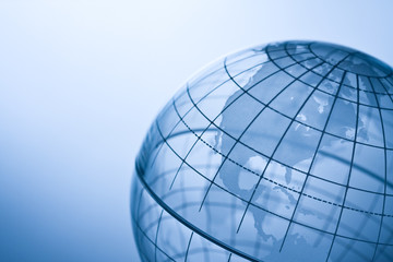 Blue globe showing North America.