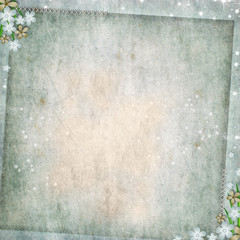 grunge background with flowers and space for text or image