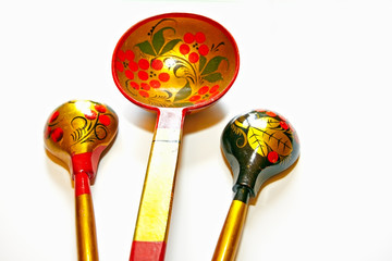Traditional Russian folk craft. Hand painted spoons and ladels.