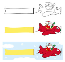 Santa Claus Waving Greetings From A Plane.Vector Collection
