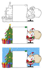 Santa Claus With A Sack Of Gifts.Vector Collection