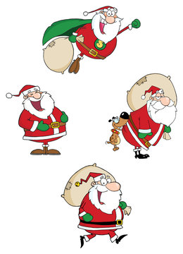 Santa Claus Waving A Greeting.Vector Collection