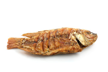 Fried fish isolated in white background