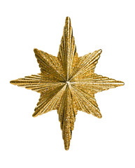 Golden decoration star isolated on white