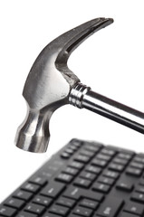 Hammer and computer keyboard
