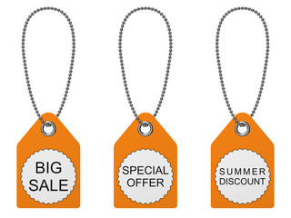 Set of three sale tags. Isolated on the white background