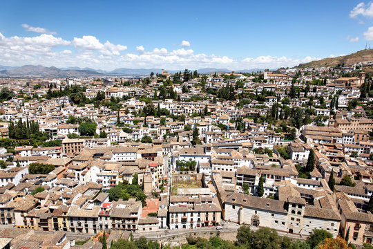 Blick von Alhambra auf Granada und Albaicin, Spanien