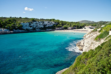 Beautiful Majorca beach hidden in the rocky fjords