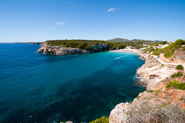 Beautiful Majorca beach hidden in the rocky fjords