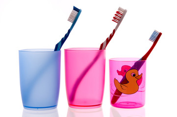 Im Badezimmer einer Familie