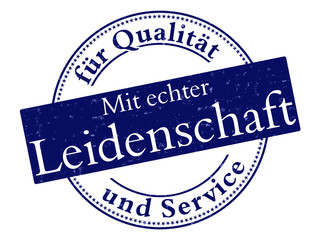 mit echter leidenschaft für qualität und service button stempel