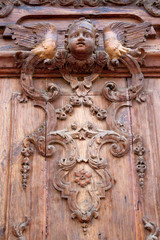 old carved wooden door