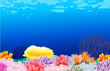 Papier Peint photo Lavable Sous-marin beau fond de coraux