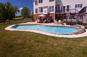 Backyard swimming pool and patio