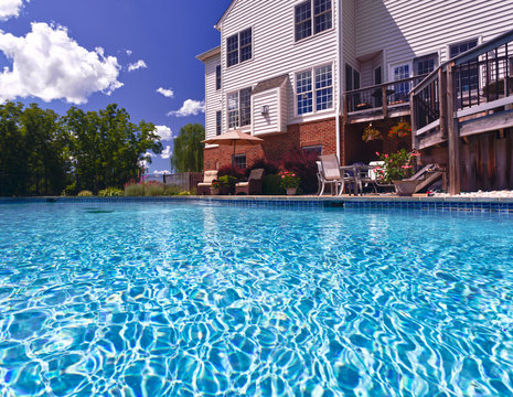 Backyard swimming pool and patio