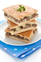 Pie pieces with beef and potato