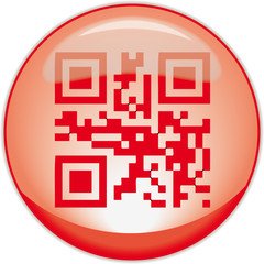 I love you - qr code on a red button, modern sign - obrazy, fototapety, plakaty
