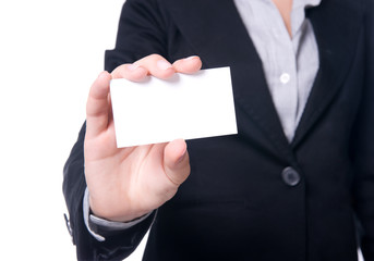 businesswoman holding blank empty sign